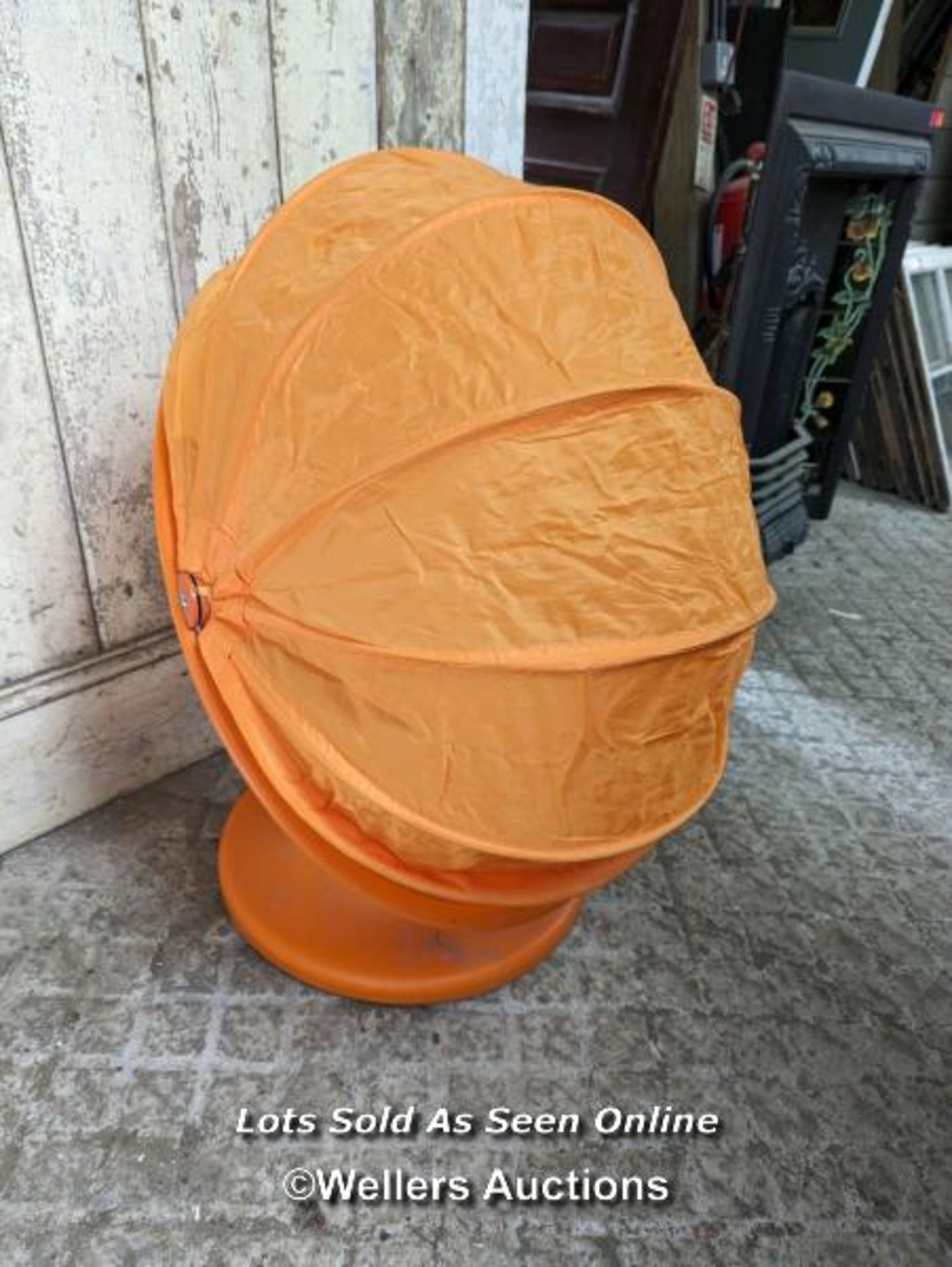 Ikea childs egg chair. Orange with folding cover. 75cm H - Image 6 of 6