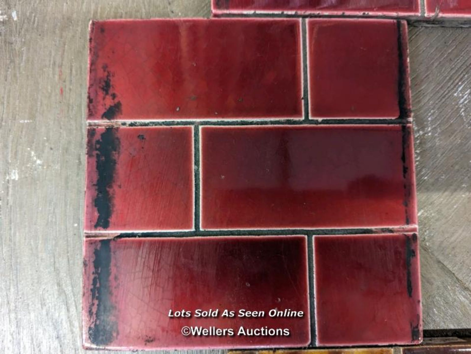 16 various reclaimed tiles. Edwardian. 6" x 6", smoke marks, crackle glaze - Image 5 of 6