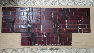 18 Red Edwardian brick tiles from a fireplace