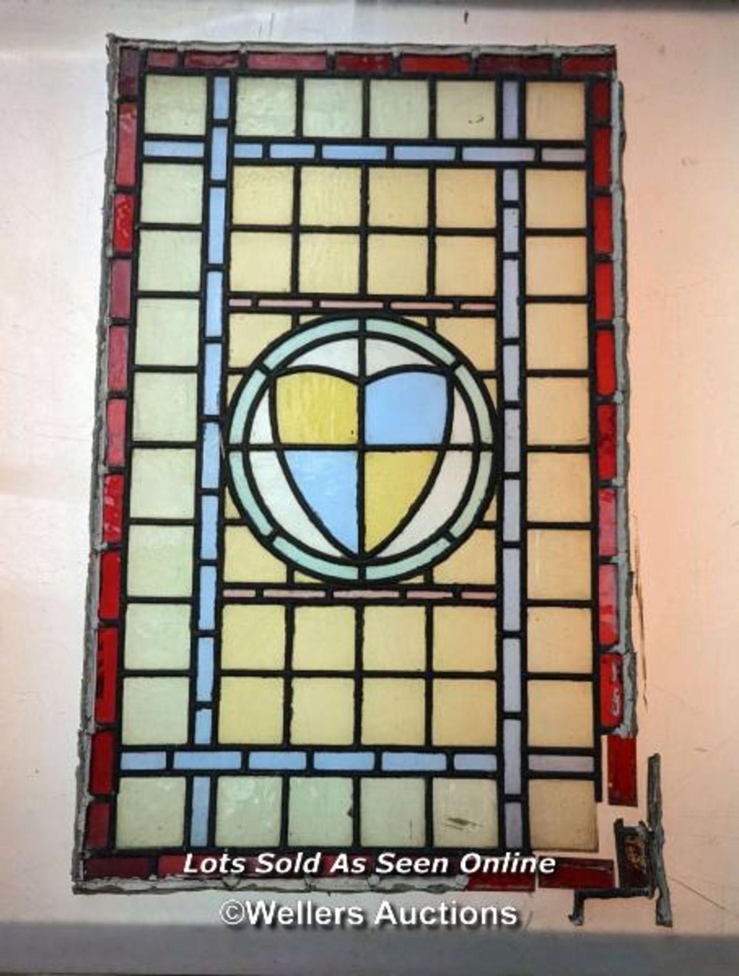 Set of 5 stained glass panels C1910. widths from 39cm to 46cm x 62cm - Image 4 of 13