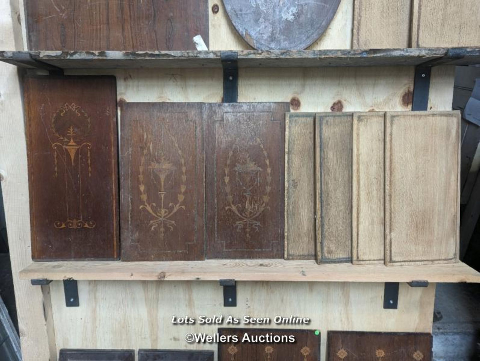 A collection of hardwood timber door panels including marquetry panels. 19 items - Image 4 of 4