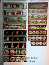 Collection of magic lantern slides, 17 slides, 2 damaged. 5 x 18cm and 5 x 15cm
