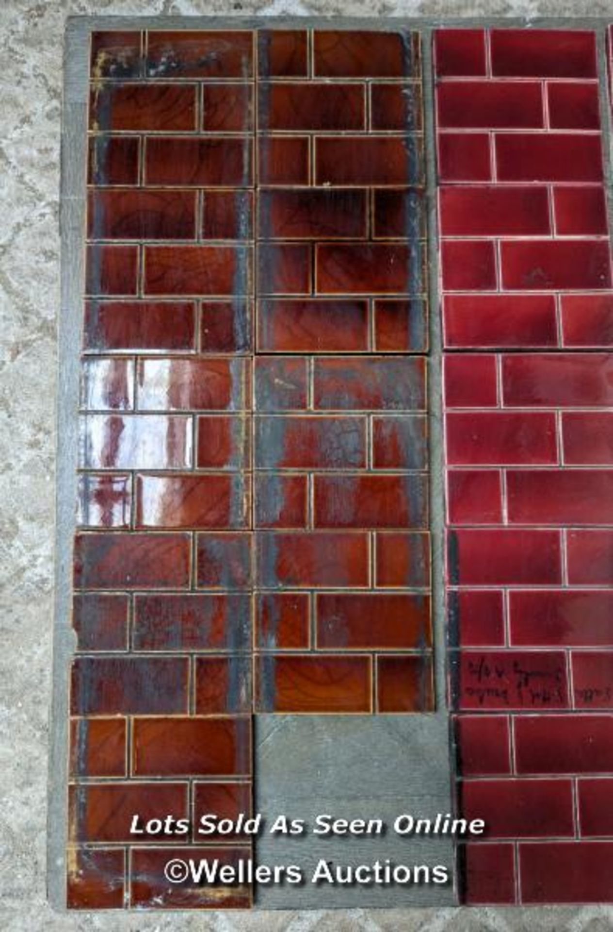 Mixed batch of 22 red/brown Edwardian brick fireplace or hearth tiles. 6" x 6" - Image 2 of 6
