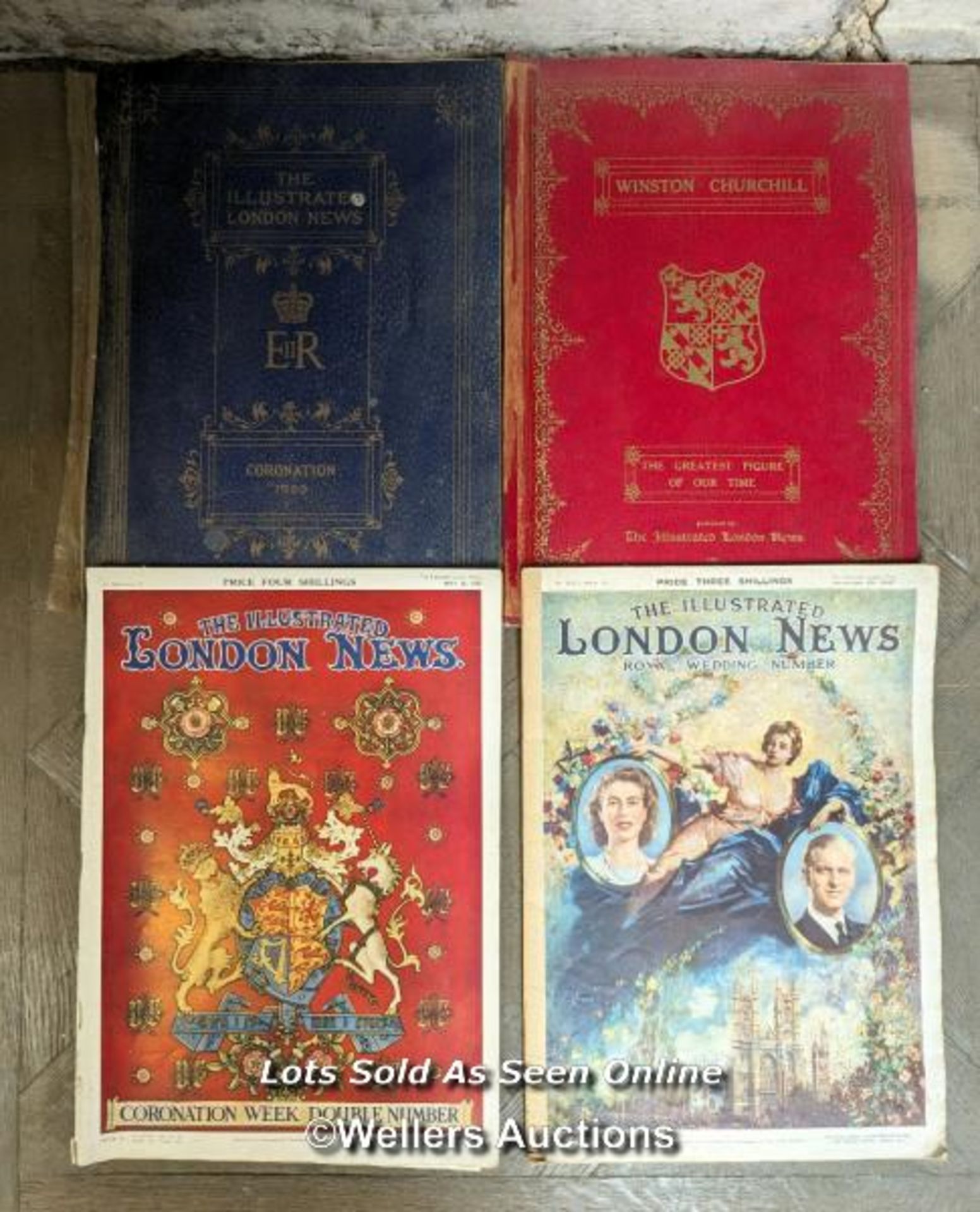 London illustrated news magazines related to Coronation of QE2, Winston Churchill funeral.