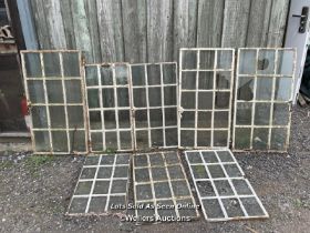 8 various Victorian cast iron windows in Georgian style for restoration/re-use as mirrors. Smaller