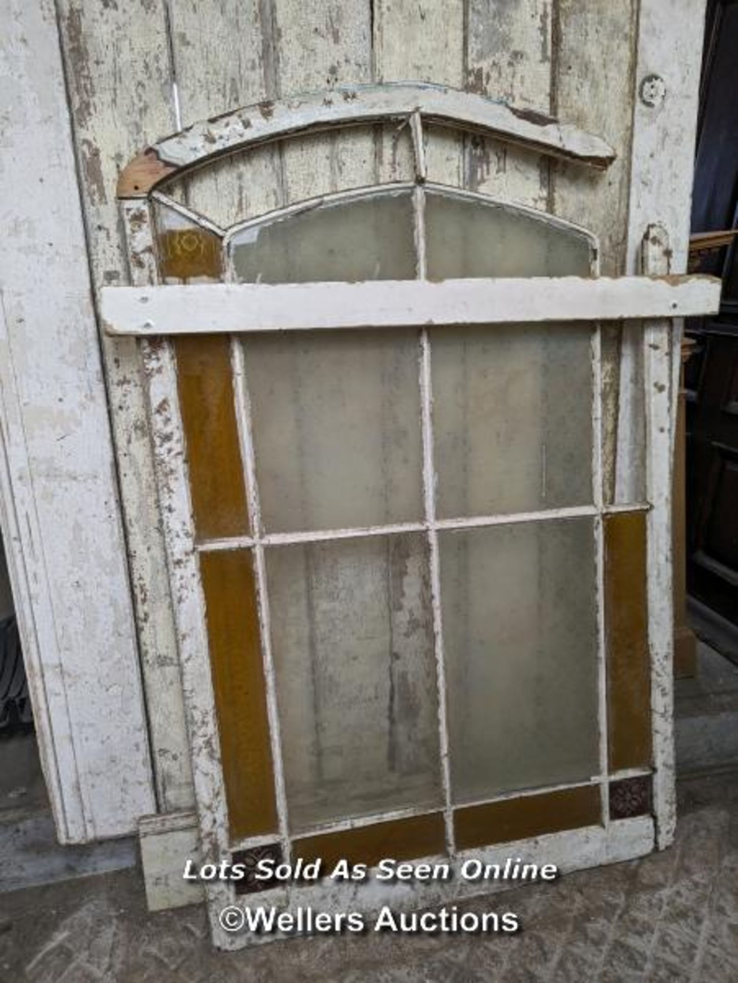 2 Victorian gothic windows for restoration. Pine window 105cm x 162cm. Cast iron window has - Image 3 of 6