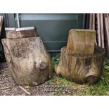 2 chopping blocks or rustic table bases. They were anvil blocks. Size each approx 50cm x 50cm x 50cm