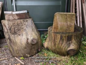 2 chopping blocks or rustic table bases. They were anvil blocks. Size each approx 50cm x 50cm x 50cm