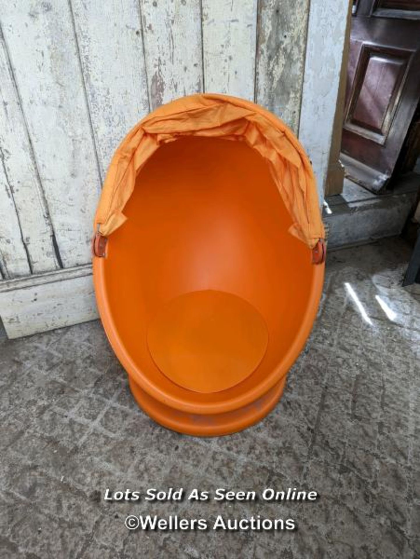 Ikea childs egg chair. Orange with folding cover. 75cm H - Image 2 of 6