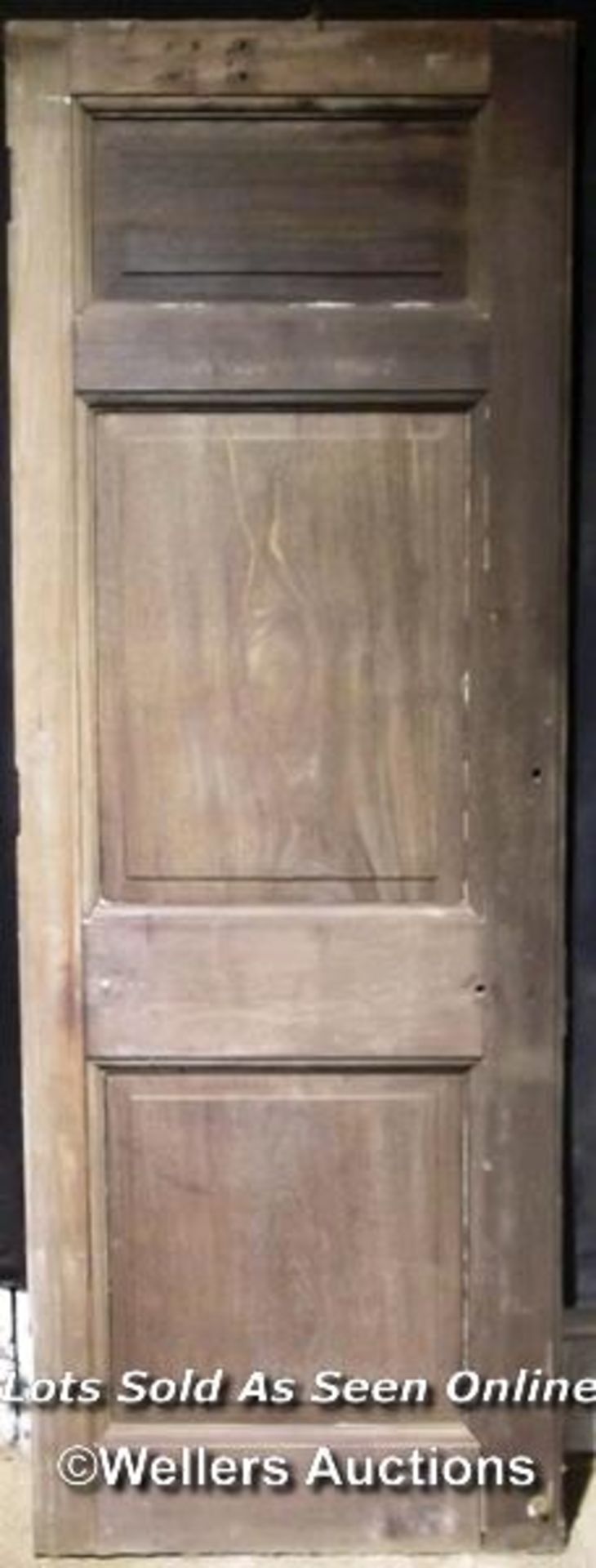 2 Georgian hardwood doors, oak/walnut, raised and fielded panels. Sizes 80cm x 226cm x 4.2cm and