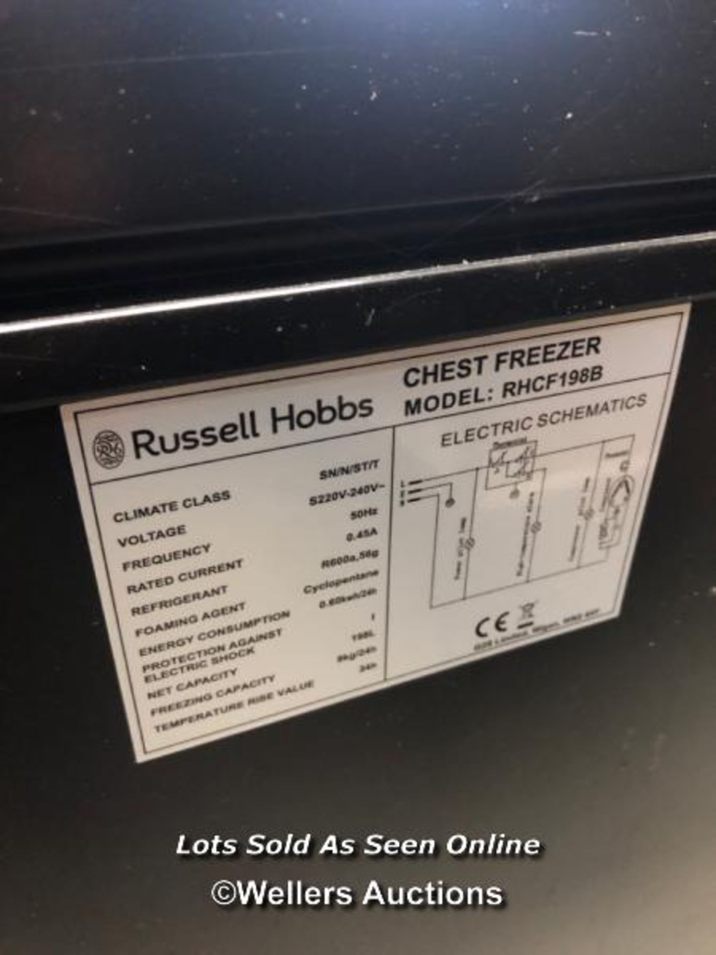 *RUSSELL HOBBS RHCF198B CHEST FREEZER / COLLECTION LOCATION: PETERBOROUGH (PE1) - Image 5 of 5