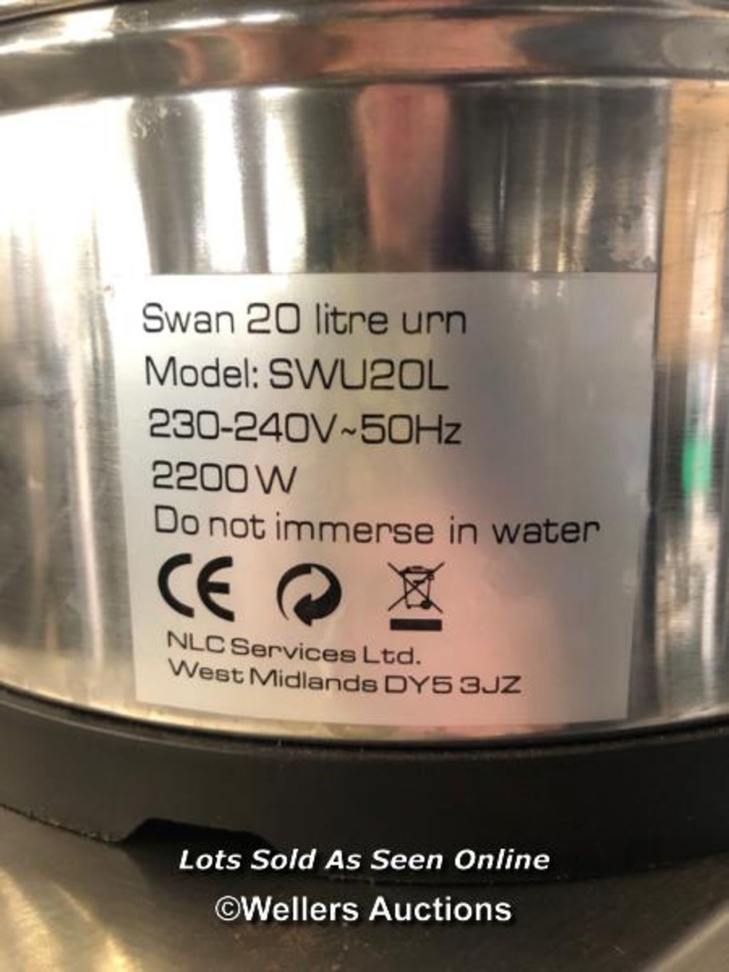 *SWAN SWU20L TEA/HOT WATER URN / COLLECTION LOCATION: PETERBOROUGH (PE1) - Image 4 of 4