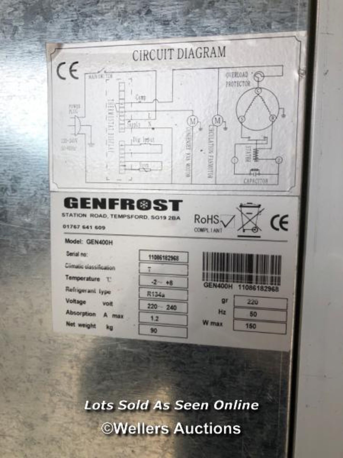 *GENFROST GEN400H UPRIGHT FRIDGE, 200CM (H) X 65CM (W) X 68CM (D) / COLLECTION LOCATION: - Image 6 of 6