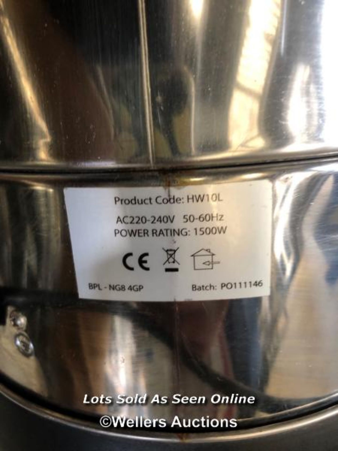 *UNBRANDED HW10L TEA/HOT WATER URN / COLLECTION LOCATION: PETERBOROUGH (PE1) - Image 4 of 4