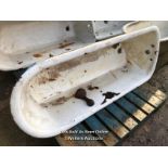 VINTAGE CAST IRON BATH TUB, WITH FOUR FEET, 157CM (L) X 65CM (W) X 46CM (H)