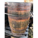 PAIR OF WHISKY BARRELS, EXAMPLE SHOWING IN IMAGE, 90CM (H), 210CM CIRCUMFRENCE, 55CM (DIA)