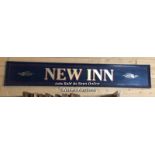 "NEW INN" PUB SIGN, 50CM (H) 300CM (W) X 6CM (D), RECLAIMED FROM THE ORIGINAL THWAITES & CO. LTD