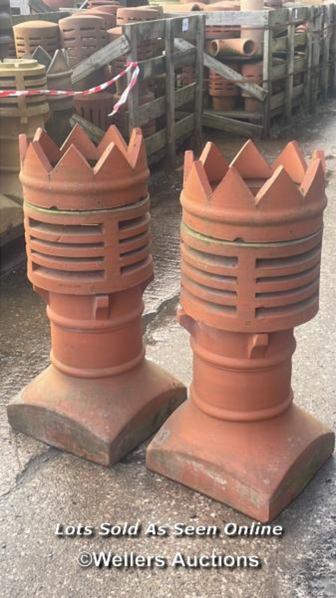 PAIR OF VENTED CROWN TOP CHIMNEY POTS, 76CM (H) X 33CM X 33CM AT BASE - Image 2 of 2