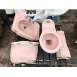 COMPLETE PINK BATHROOM SUITE CIRCA 1970'S INCLUDING ROYAL DOULTON TOILET AND STRANDARD SINK