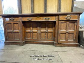 LARGE ORNATE DINING ROOM CABINET, WITH LAZY SUSAN, FELT LINED CUTLERY DRAWER AND ORIGINAL BRASS