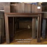 OAK FIREPLACE SURROUND, FLANKED BY TWO SMALL CUPBOARDS, EXT. MEASUREMENTS 155CM (H) X 131CM (W) X