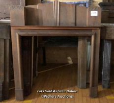 OAK FIREPLACE SURROUND, FLANKED BY TWO SMALL CUPBOARDS, EXT. MEASUREMENTS 155CM (H) X 131CM (W) X