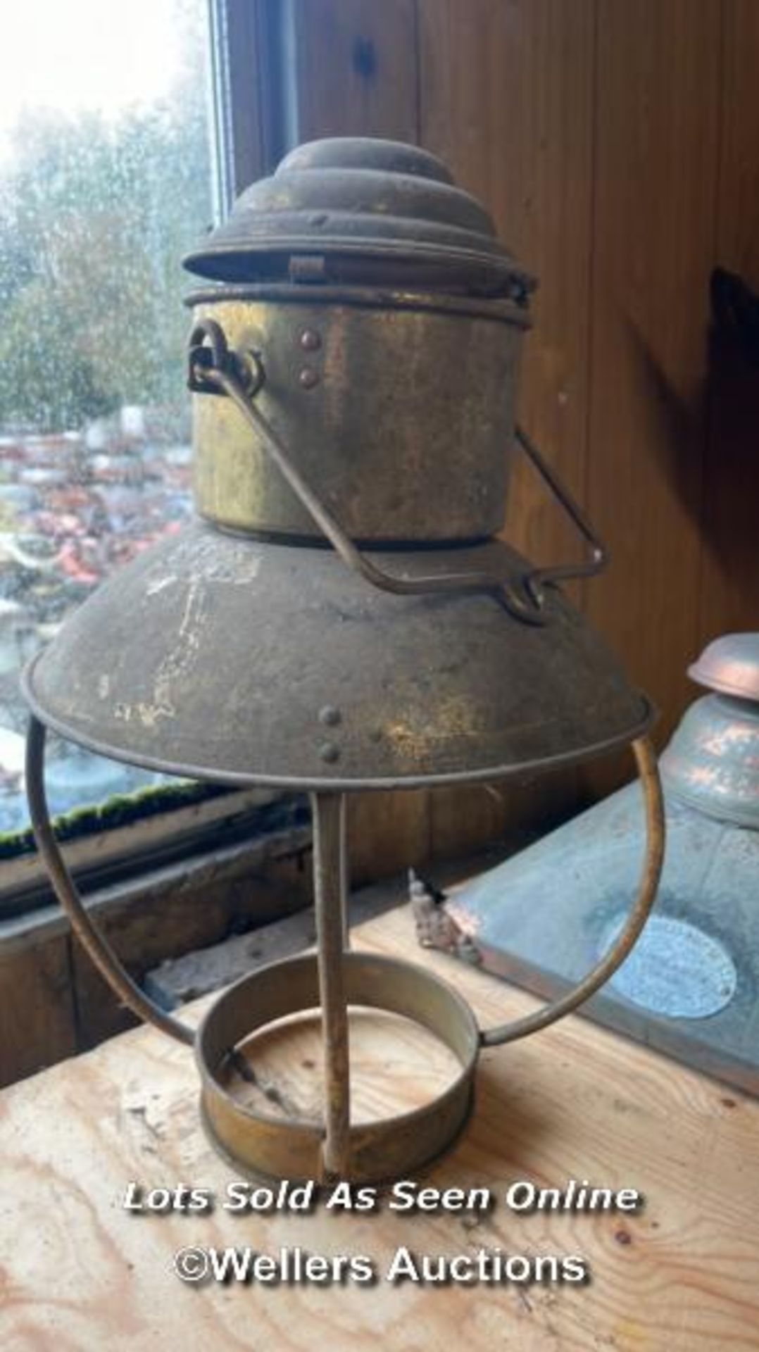 5X ASSORTED METAL LIGHT LAMP COVERS INCLUDING JOSEPH KNIGHT LAMP CO. LTD, LARGEST APPROX 59CM HIGH - Image 4 of 6