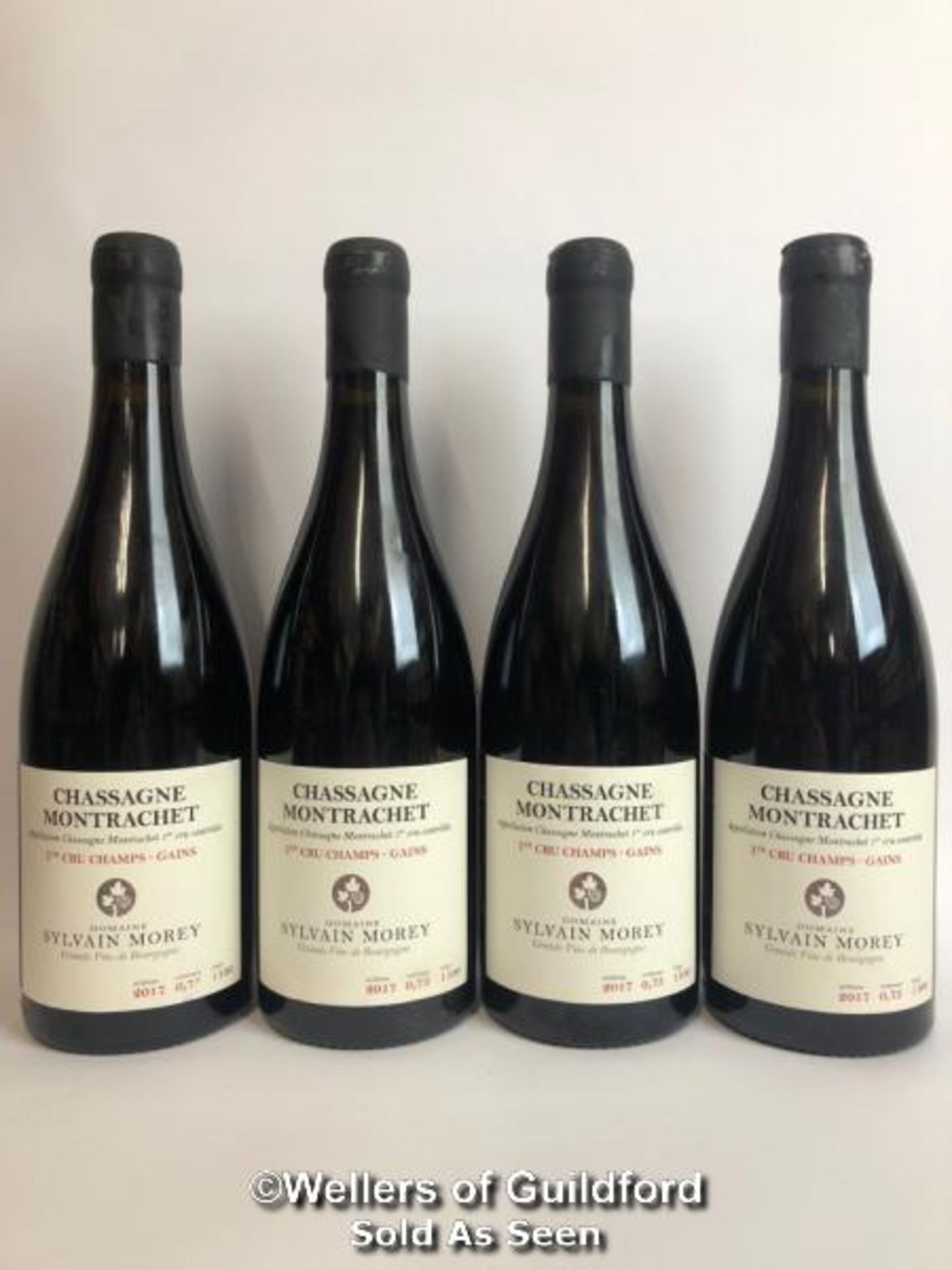 FOUR BOTTLES OF CHASSAGNE MONTRACHET 1ER CRU CHAMPS - GAINS, SYLVAIN MOREY, RED, BURGUNDY, 75CL, 13%