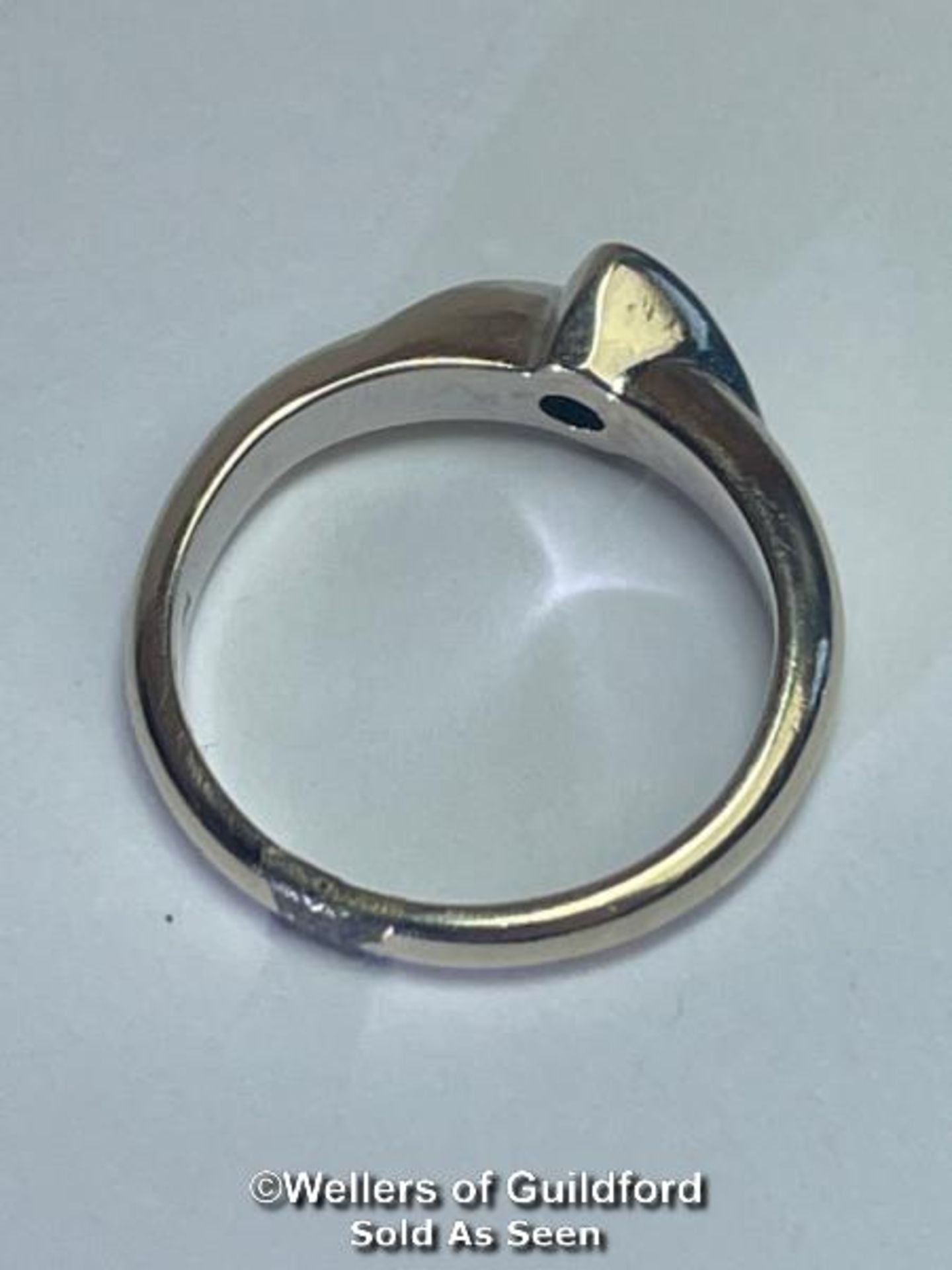 Diamond solitaire ring in square twist setting. Hallmarked 18ct gold. Estimated diamond weight 0. - Image 3 of 5