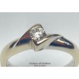 Diamond solitaire ring in square twist setting. Hallmarked 18ct gold. Estimated diamond weight 0.