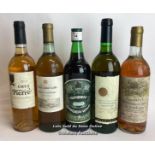 Five bottles of wine Inc. Green Traditional Ginger Wine, Ernest & Julio Gallo California White Wine,