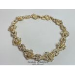 Swarovski crystal collar necklace in gold tone metal. Lenth 17"/ 44cm