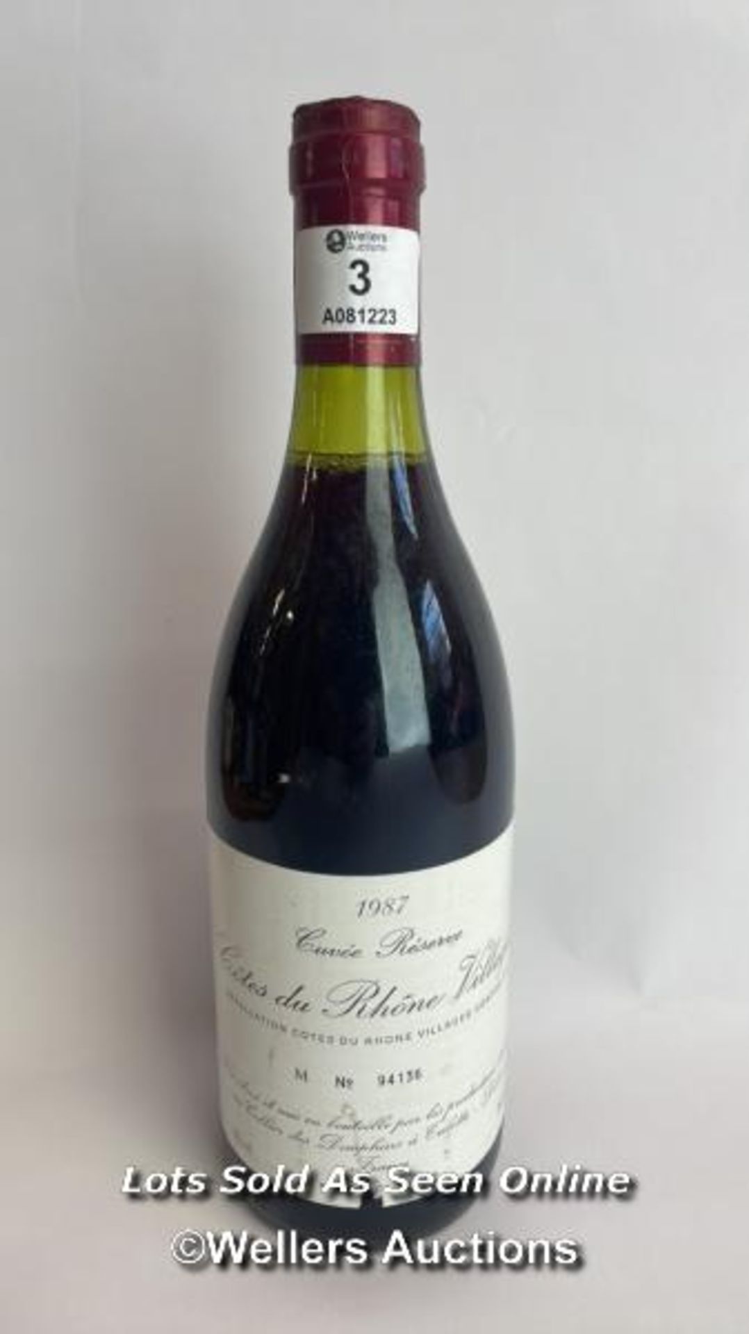 1987 Cuvee Reserve Cotes Du Rhone Villages, M No 94136, 75cl, 13% vol / Please see images for fill