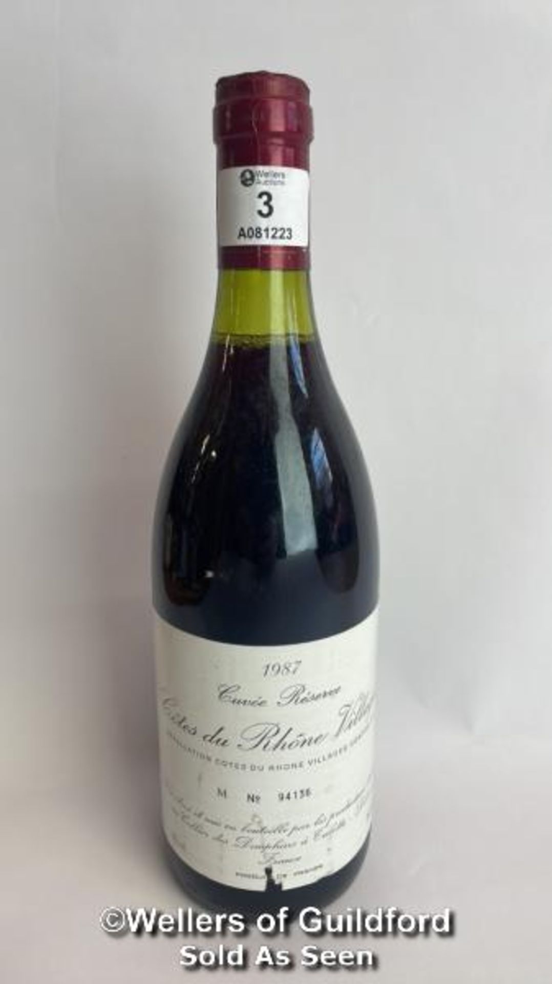 1987 Cuvee Reserve Cotes Du Rhone Villages, M No 94136, 75cl, 13% vol / Please see images for fill - Image 2 of 8