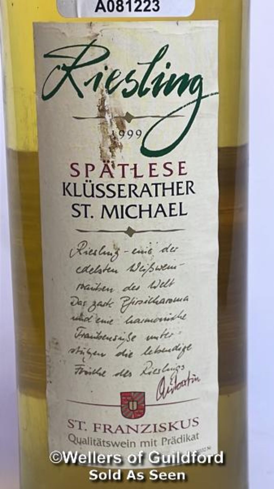 1999 Riesling Spatlese Klusserather St. Michael, 75cl, 8% vol / Please see images for fill level and - Image 2 of 4