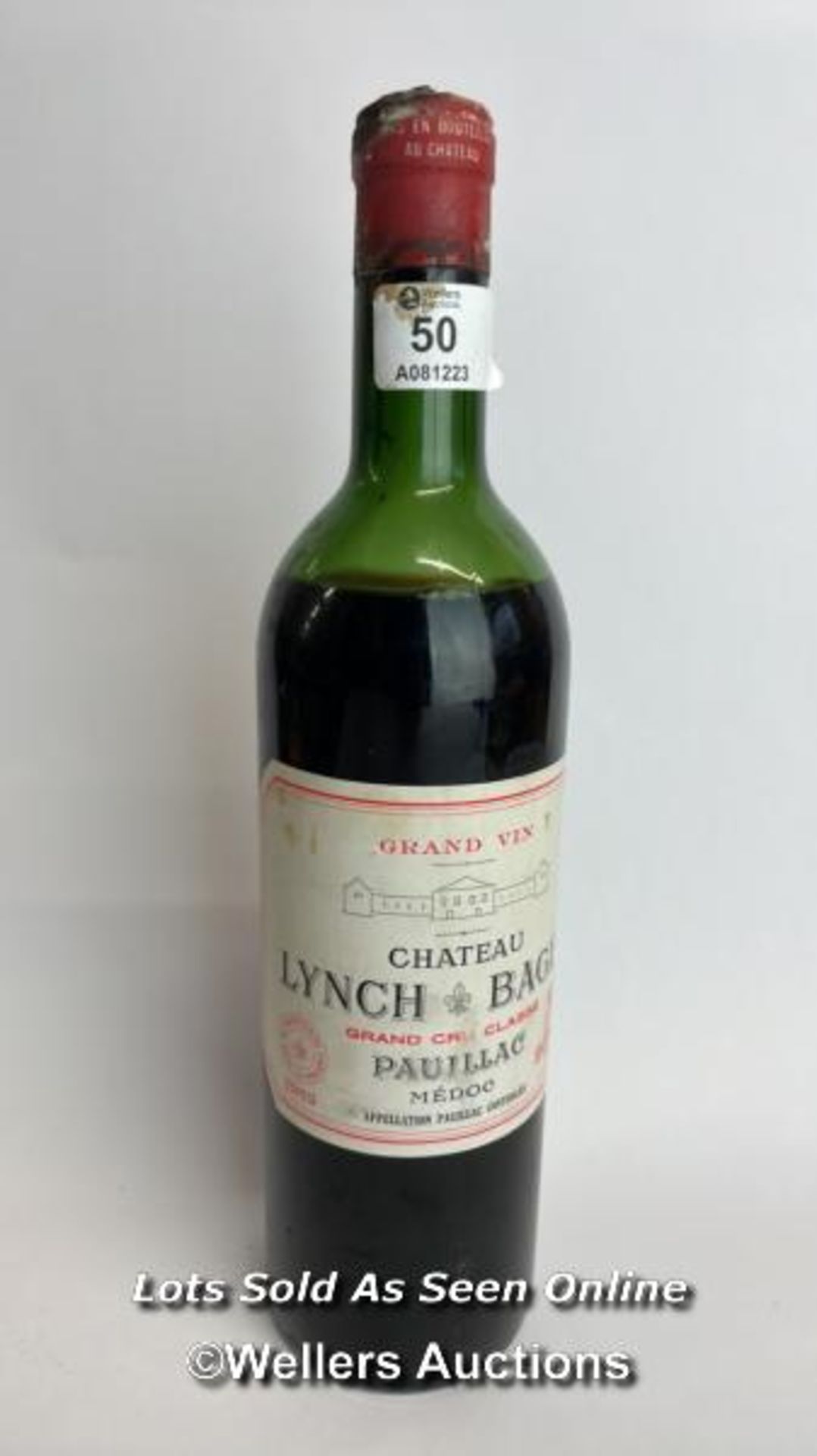 1962 Grand Vint Chateau Lynch Bages Grand Cru Classe Pauillac Medoc, 75cl / Please see images for