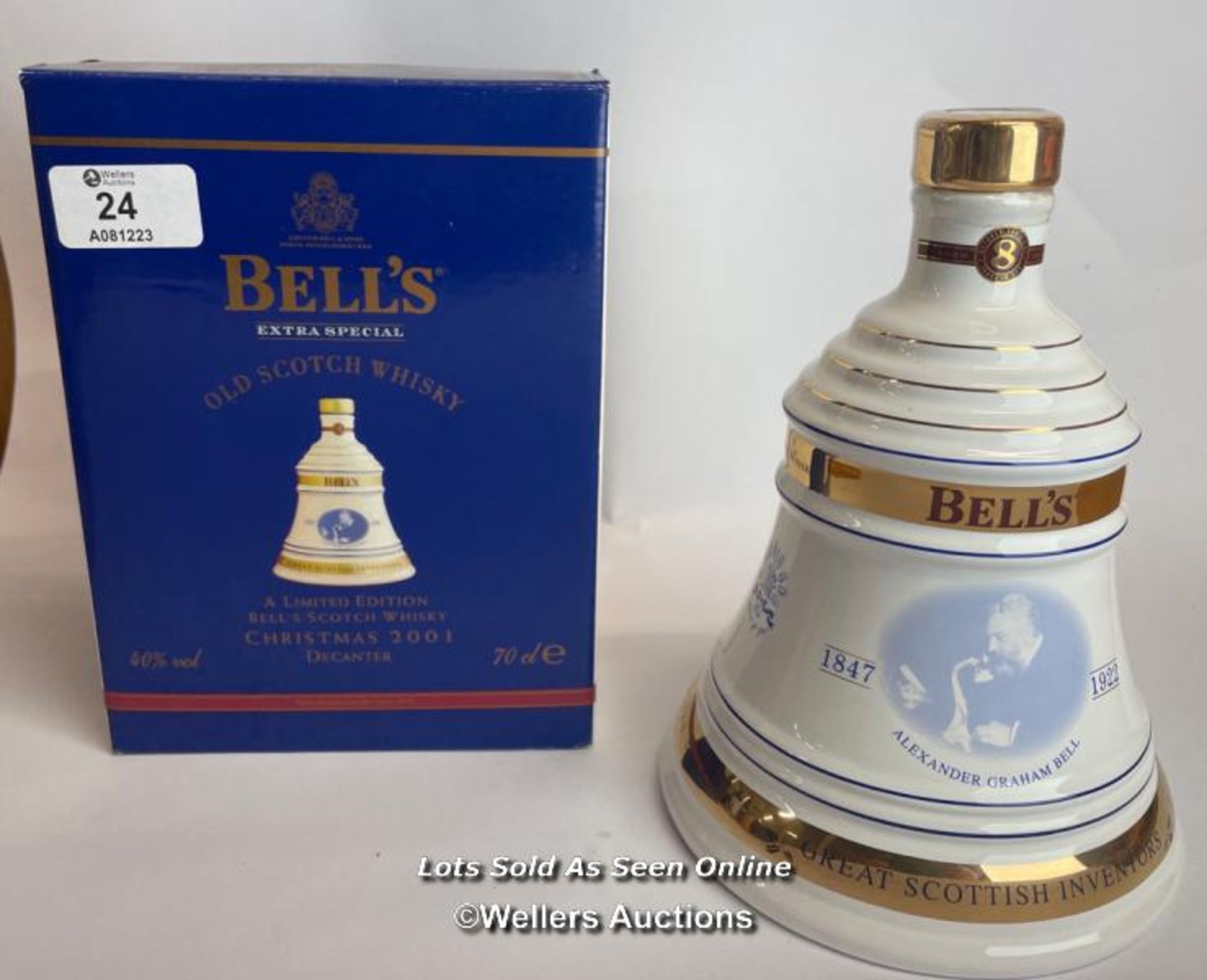 Bell's 2001 Old Scotch Whisky Limited Edition Christmas Decanter, Aged 8 Years, Brand New and Boxed,