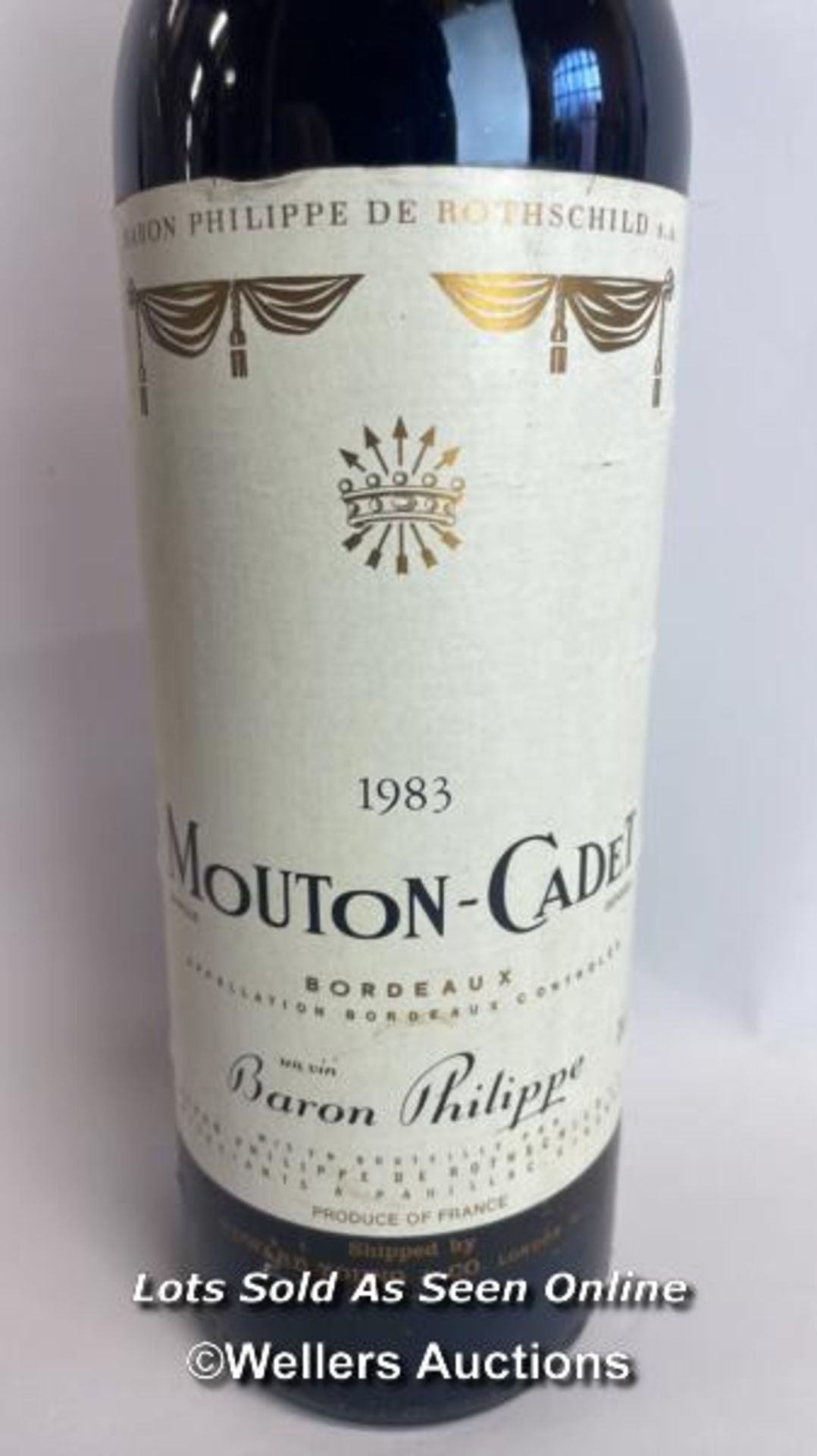 1983 Baron Phillippe De Rothschild Mouton Cadet Bordeaux, 75cl, No vol indicated / Please see images - Image 2 of 4
