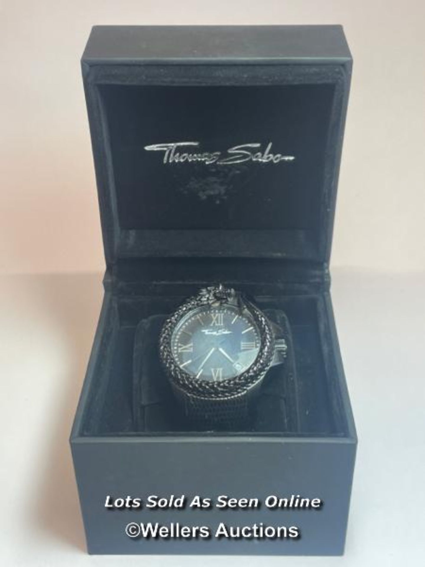 Thomas Sabo matt black stainless-steel wristwatch with dragon motif no. WA0230, with box, 4.4cm - Image 11 of 14