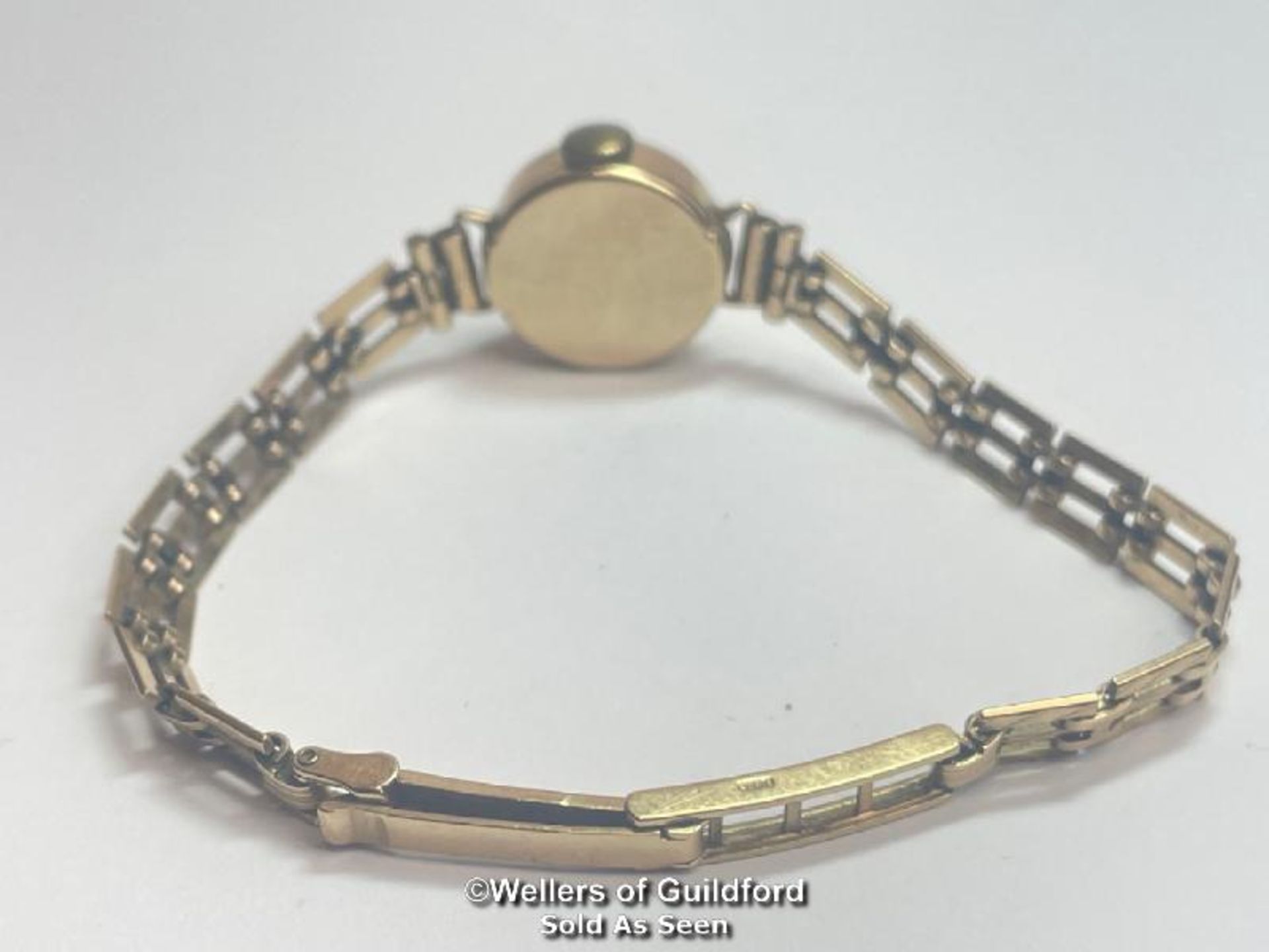 1960's gold cocktail watch by Avia, on flexible link bracelet hallmarked Birmingham 1967. weight - Bild 5 aus 8
