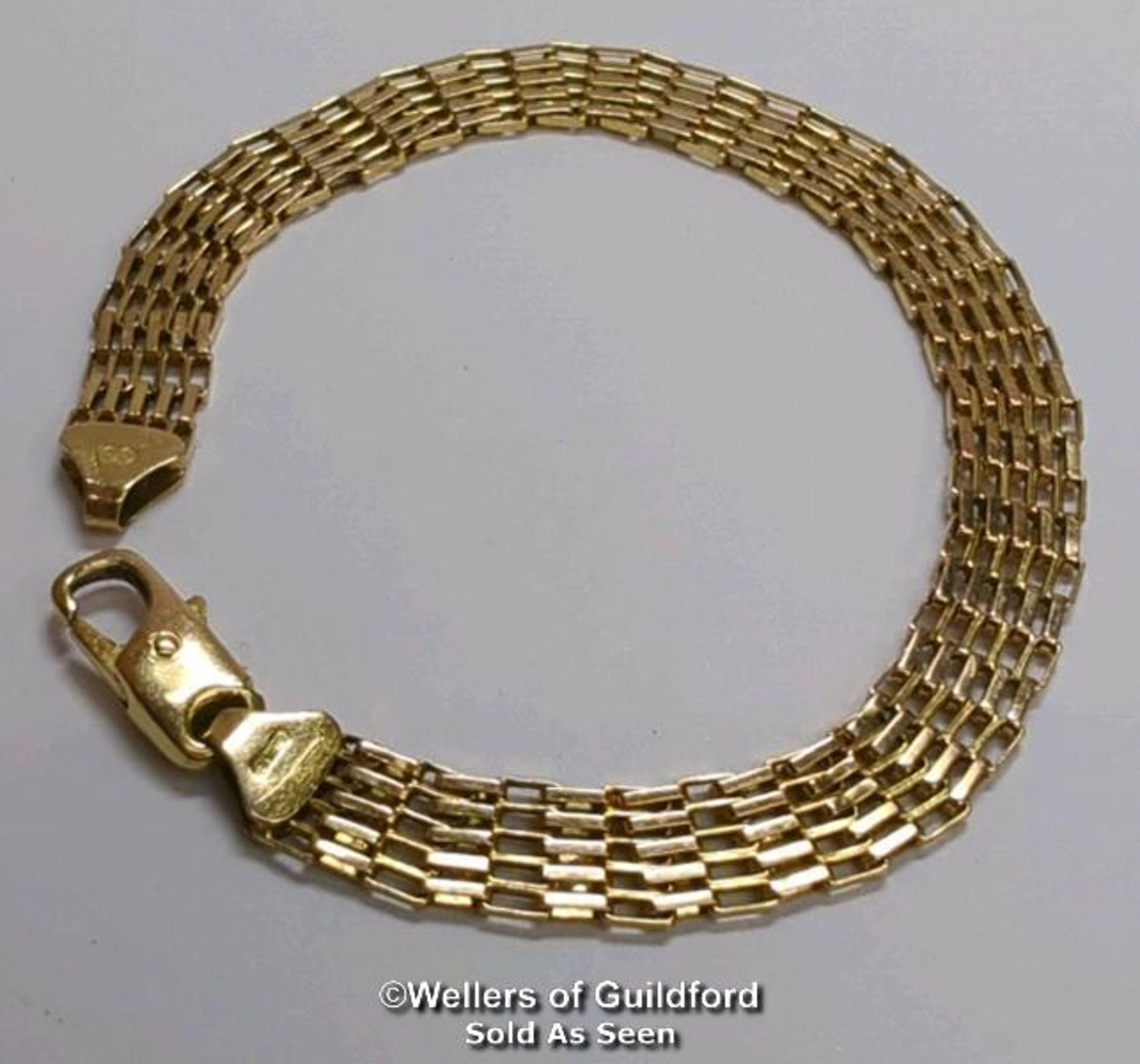 9ct gold hallmarked flexible link bracelet, length 18.5cm, gross weight 6.43g