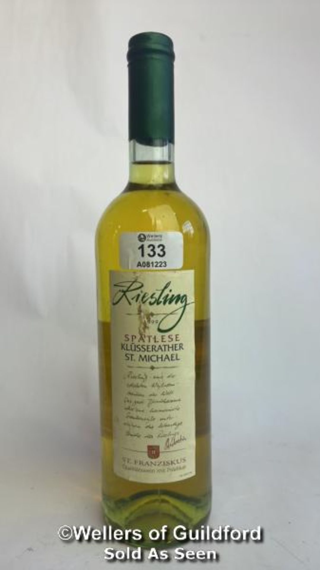 1999 Riesling Spatlese Klusserather St. Michael, 75cl, 8% vol / Please see images for fill level and