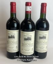 Three bottles of 1993 Domaine Du Grand Mayne Cotes De Duras, 75cl, 12% vol / Please see images for
