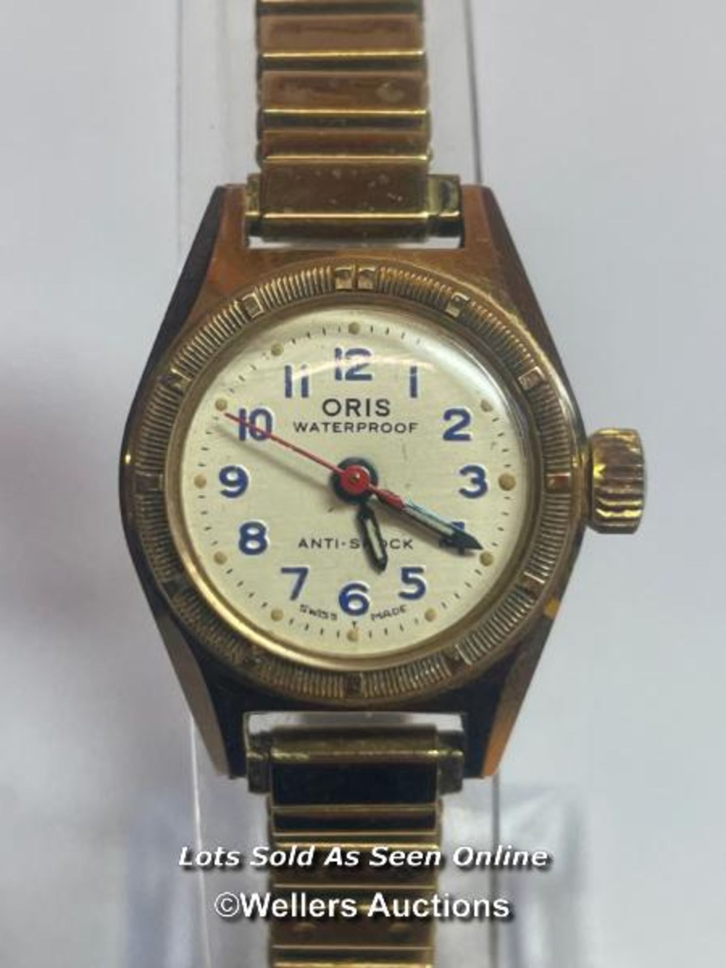 Vintage Oris gold plated cocktail wristwatch, 2cm diameter with box