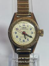 Vintage Oris gold plated cocktail wristwatch, 2cm diameter with box