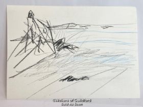 Nigel Waters (British) Abstract sketch "St Ives Portmeor Beach" 30 x 21cm, signed with photocopy COA