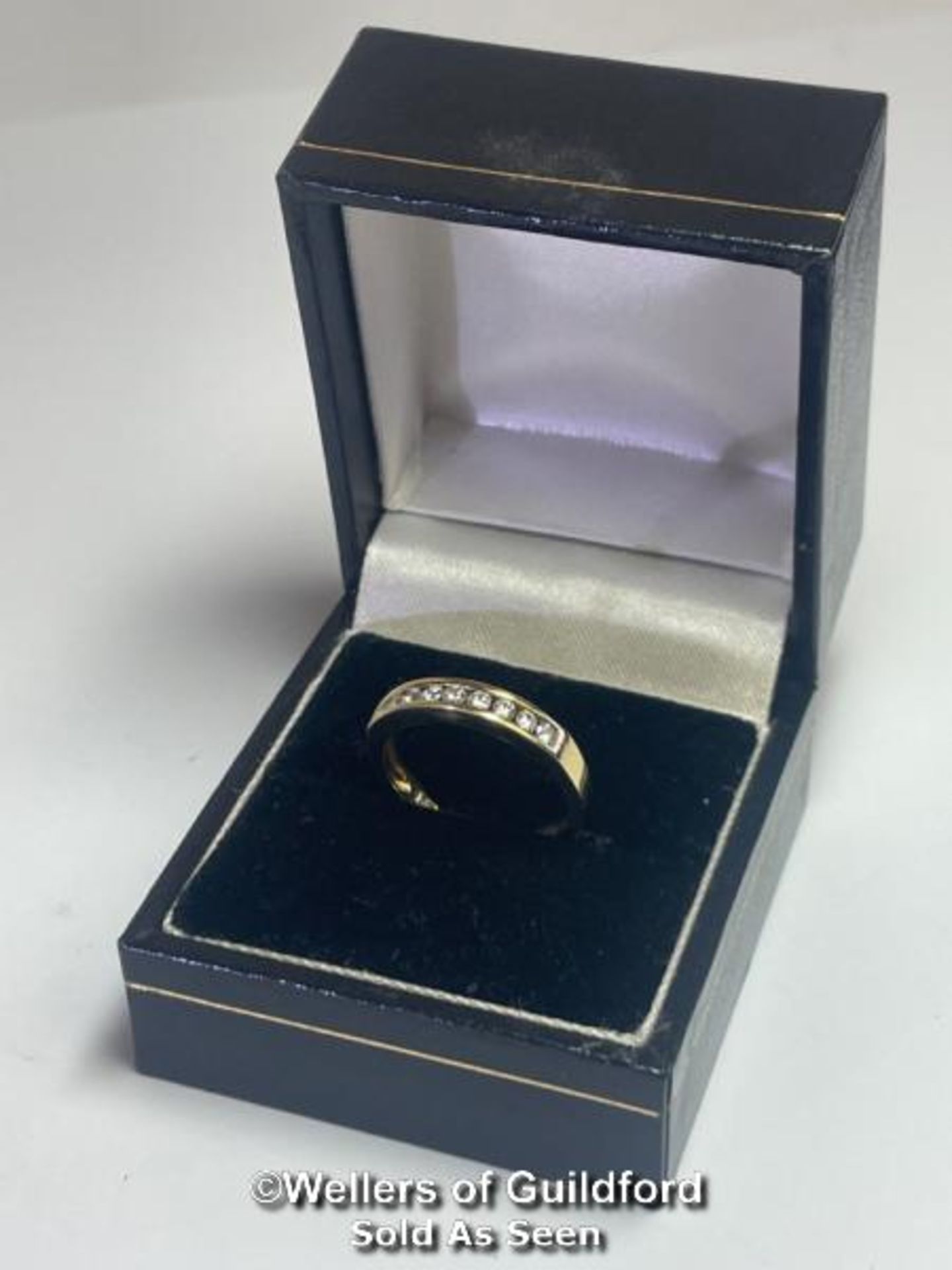 Diamond channel set eternity half band ring in hallmarked 18ct gold. Estimated diamond weight 0. - Image 6 of 6