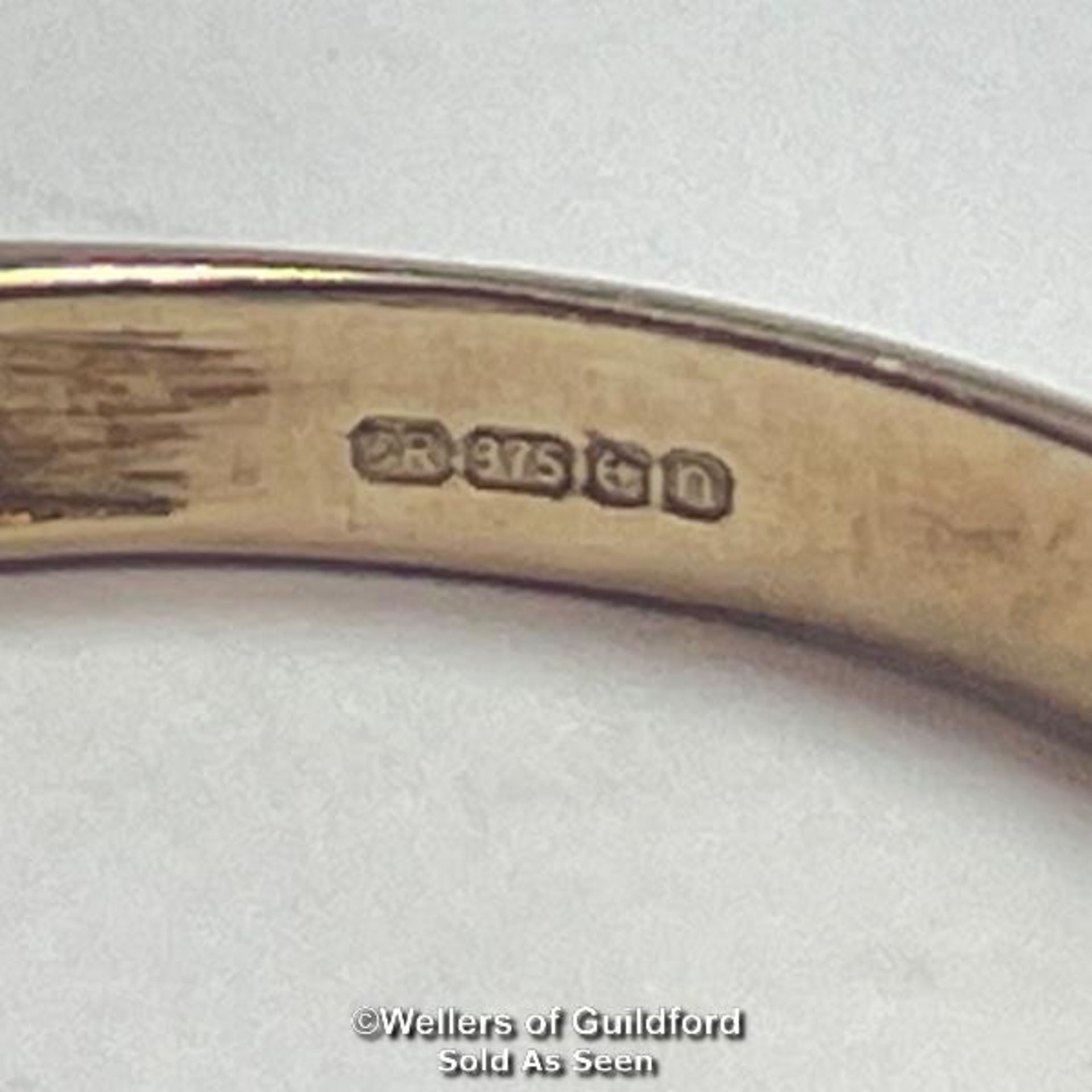 Carved kunzite (untested) in hallmarked 9ct gold. Ring size O1/2, weight 1.88g. Hallmarks for - Bild 4 aus 5