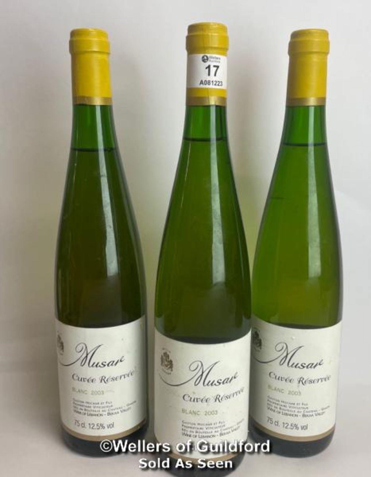 Three bottles of 2003 Musar Cuvee Reserve Blanc, Wine of Lebanon (Bekaa Valley), 75cl, 12.5% vol / - Image 2 of 6