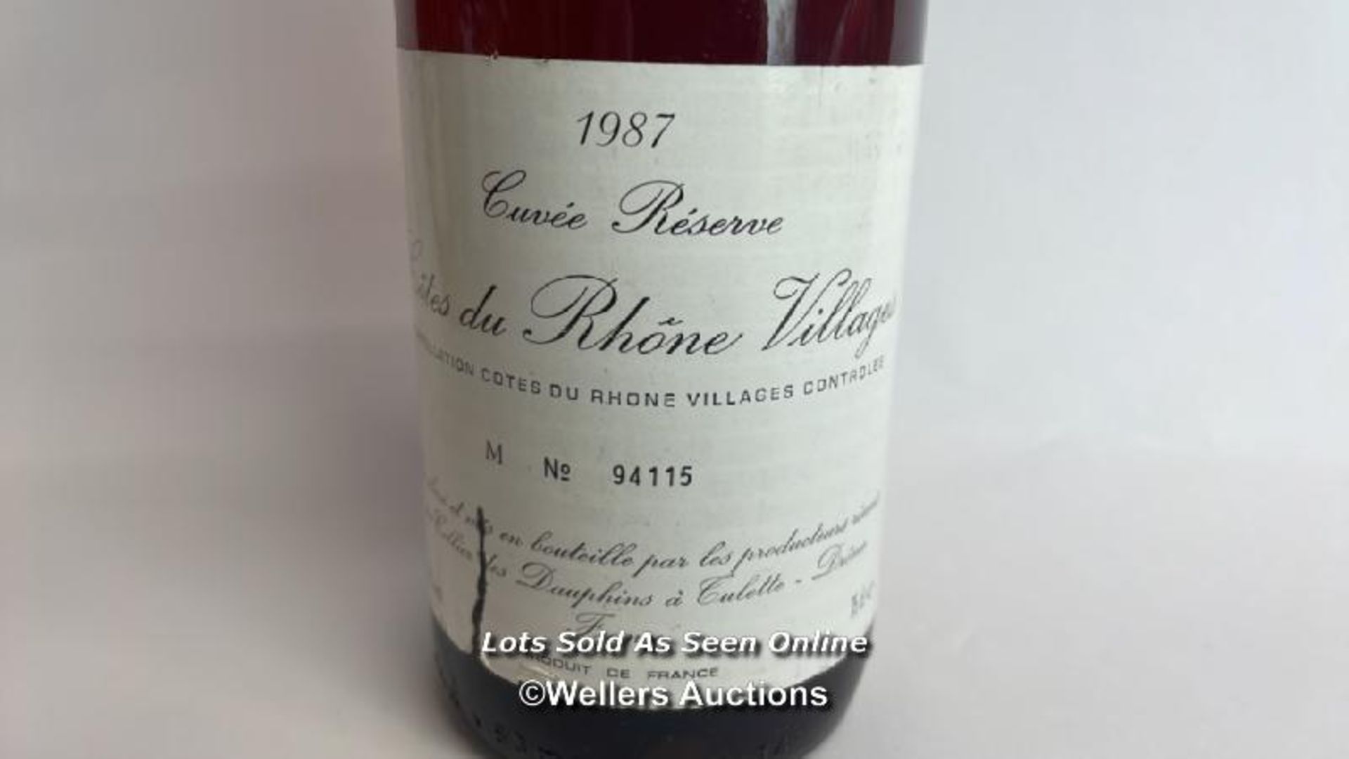 1987 Cuvee Reserve Cotes Du Rhone Villages, M No 94115, 75cl, 13% vol / Please see images for fill - Image 3 of 8